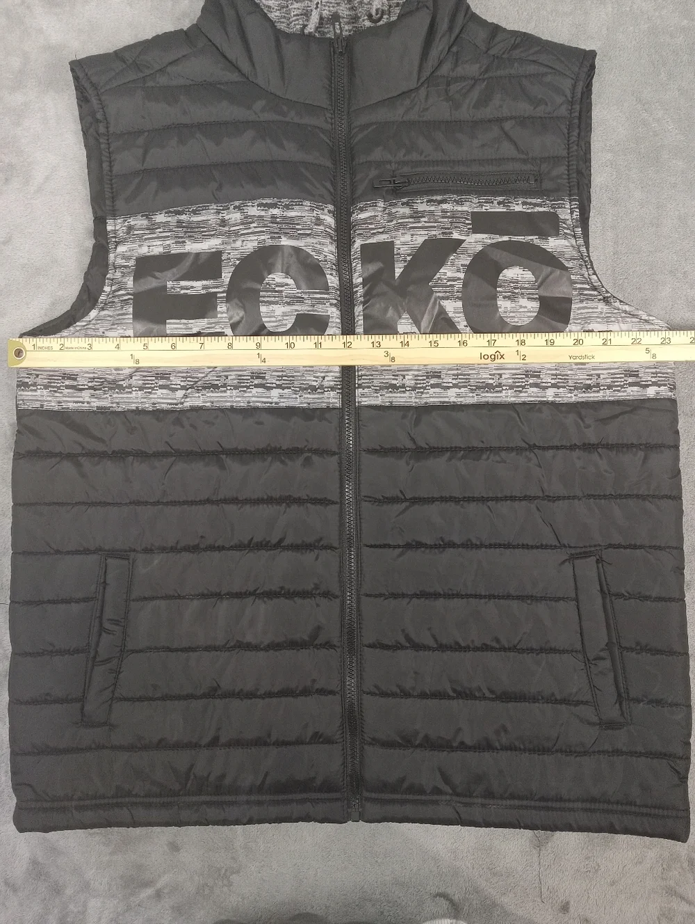 ECKO Men's Quilted Puffer Vest in Black & Heather Gray Size Large NWT - Picture 13 of 14